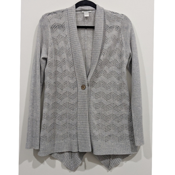 NEW Garnet Hill Oversized Pointelle Chevron Cardigan - Picture 1 of 6